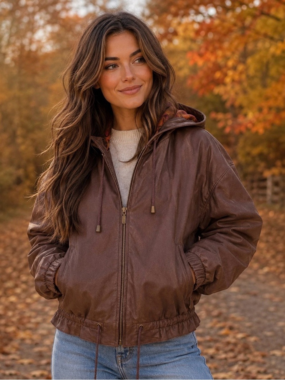 Adventure Bound Vintage Leather Bomber Jacket Size Medium